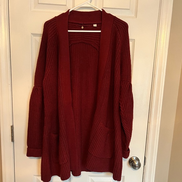 Anthropologie Knitted & Knotted Cardigan Sweater - Size M - Maroon - Picture 1 of 4